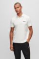 Drop-needle polo shirt with contrast logos, White