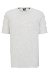 Regular-fit T-shirt in stretch cotton with side tape, Light Grey