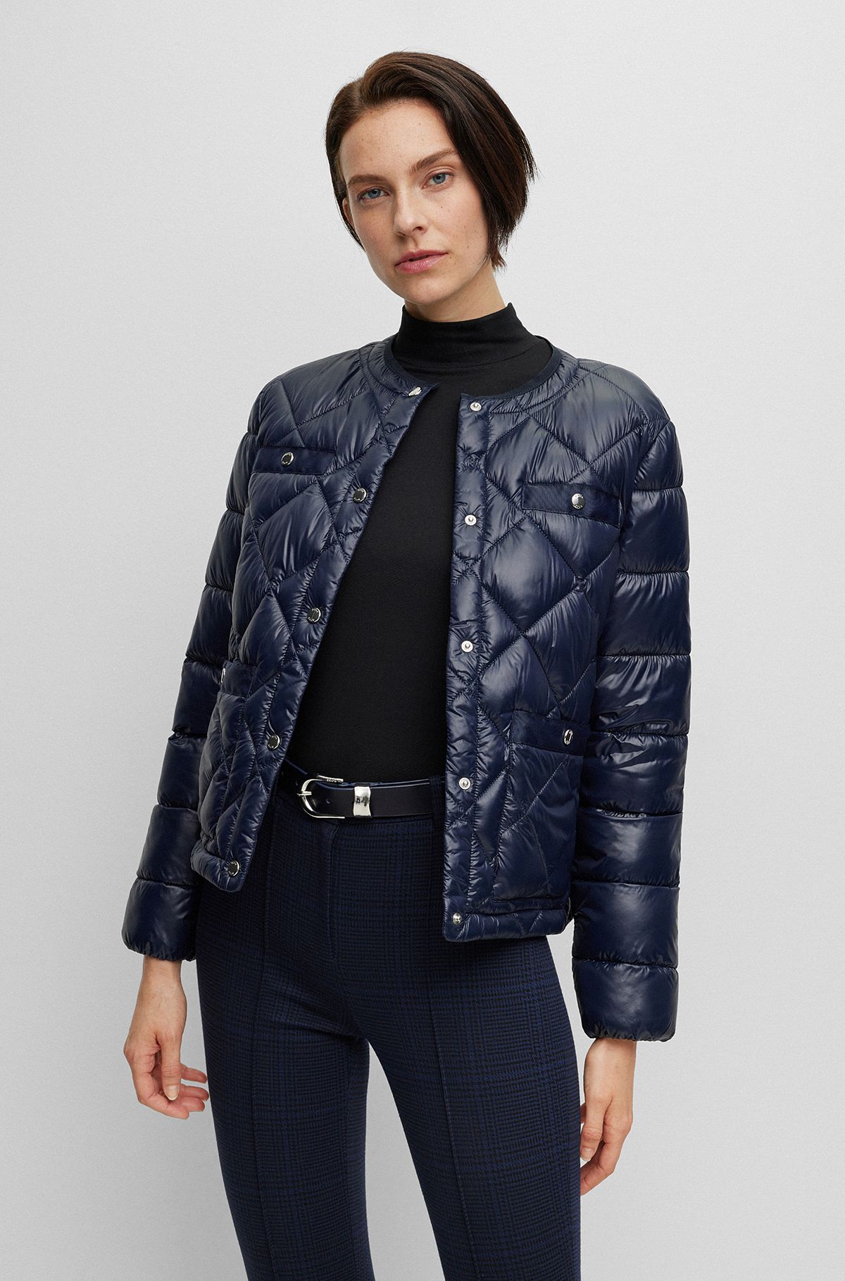 Quilted jacket in water-repellent recycled fabric, Dark Blue