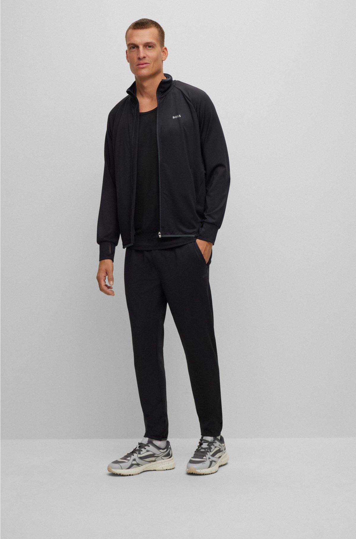 BOSS - Cuffed tracksuit bottoms in active-stretch fabric