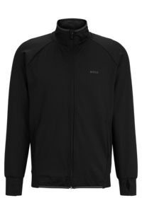 Zip-up sweatshirt in active-stretch fabric, Black