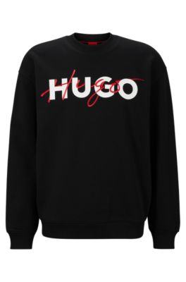 HUGO - コットンブレンド リラックスフィット スウェットシャツ ダブルロゴ