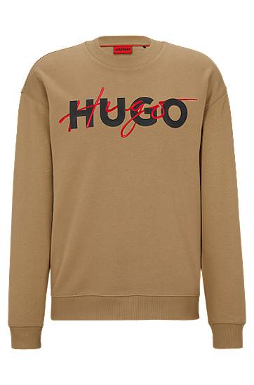 Cotton-blend relaxed-fit sweatshirt with double logo, Hugo boss
