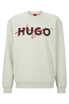 HUGO - コットンブレンド リラックスフィット スウェットシャツ ダブルロゴ