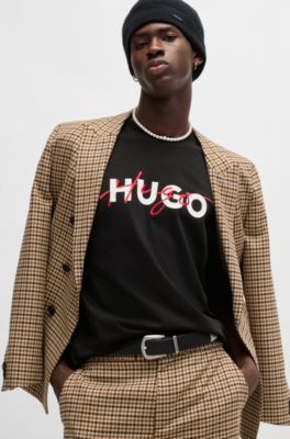 HUGO - Cotton-jersey T-shirt with double logo