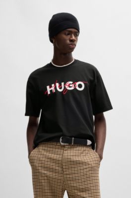 HUGO - Cotton-jersey T-shirt with double logo