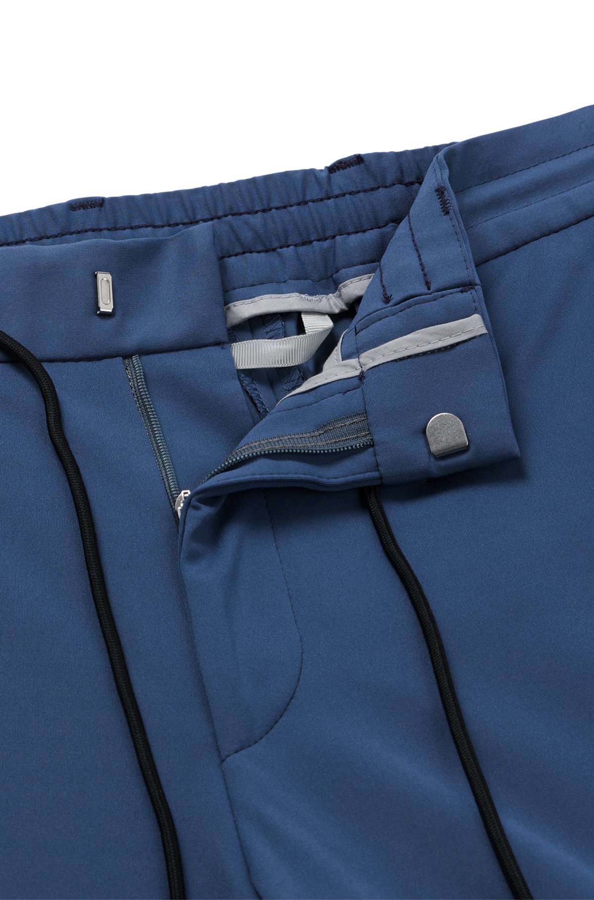 Slim-fit broek van hoogwaardige stretchjersey, Blauw