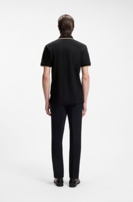 Boss Cotton-piqué polo shirt with contrast tipping pikéer herr – bild 3
