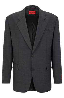 Hugo Boss Oversized-fit Jacket In Performance-stretch Fabric In Dark Grey