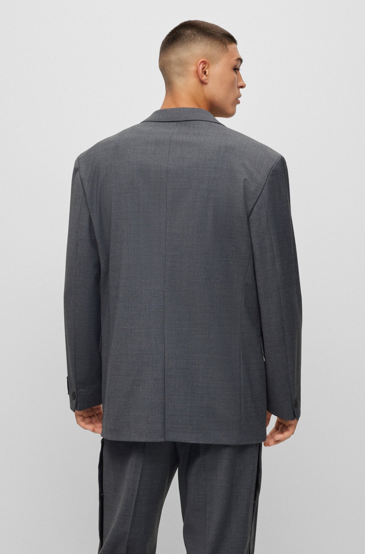 Oversized-fit jacket in performance-stretch fabric, Dark Grey