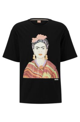 Hugo Boss Boss Frida Kahlo Cotton Graphic T-shirt In Black