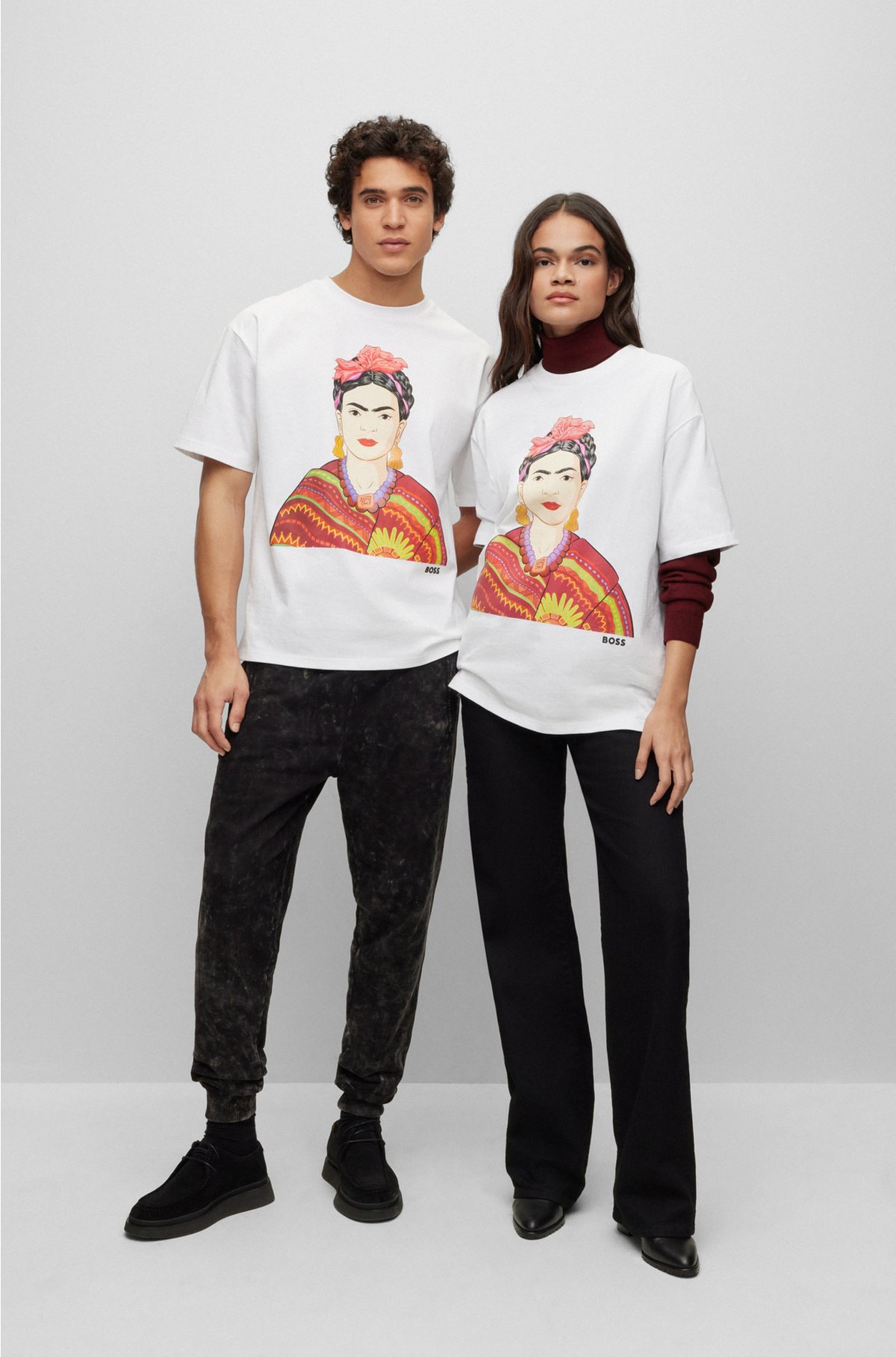 BOSS Camiseta relaxed fit en algodón gráfico de Frida Kahlo