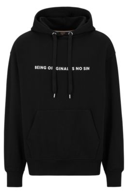Hugo Boss Relaxed-fit Cotton-terry Hoodie With Frida Kahlo Graphic In Black