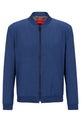 Hugo Boss Slim-fit Jacket In Performance-stretch Mohair-look Fabric In Dark Blue