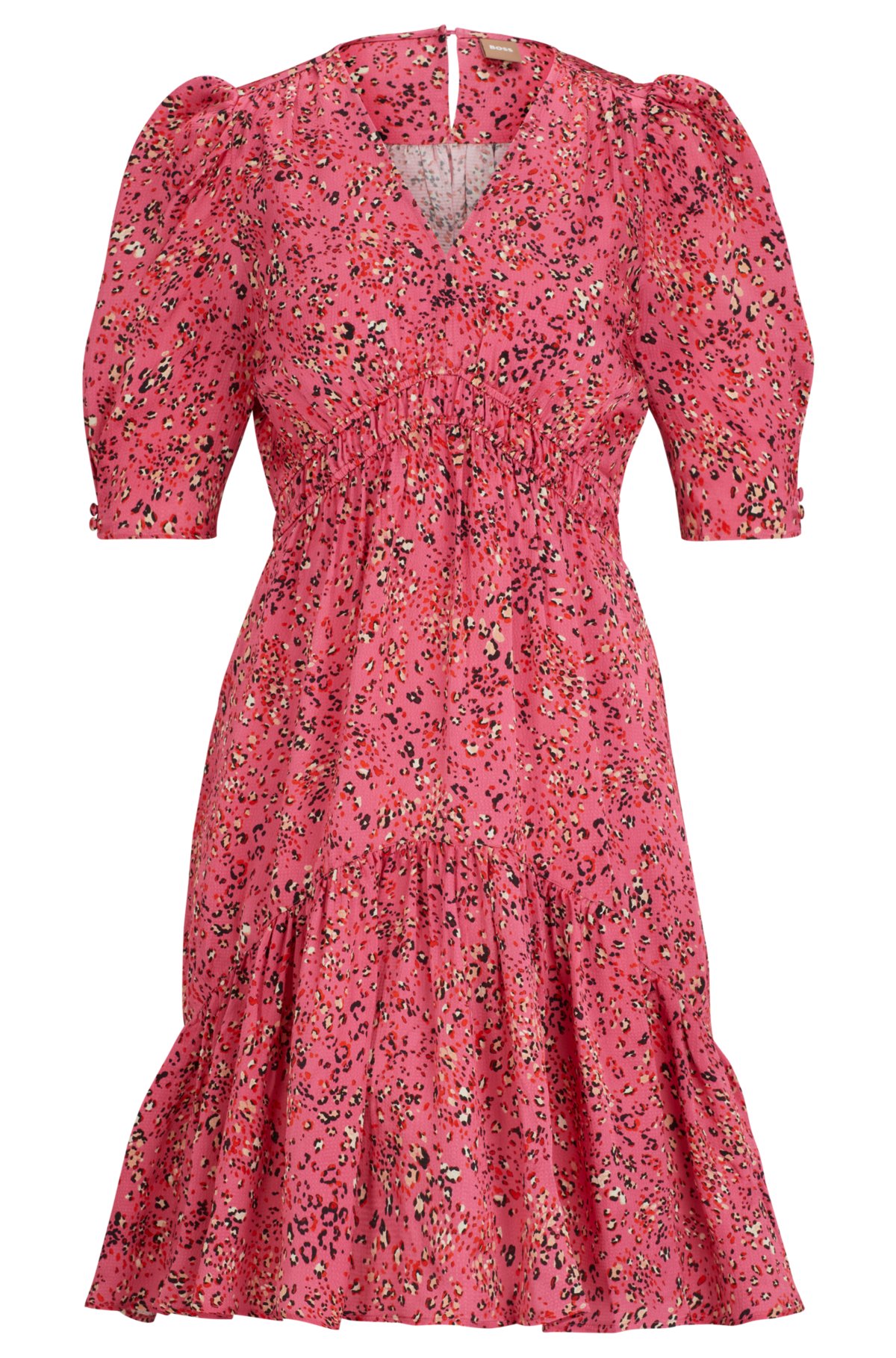 BOSS - Regular-Fit Kleid mit Puffärmeln und Blumen-Print | Sommerkleider