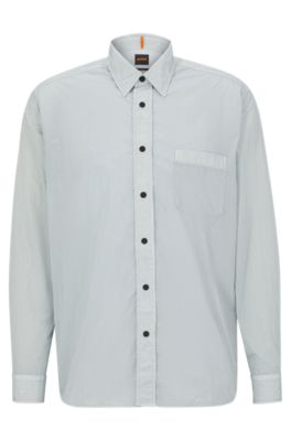 BOSS Relaxed fit shirt in crinkled canvas