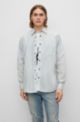 Relaxed-fit shirt in crinkled canvas, Light Grey