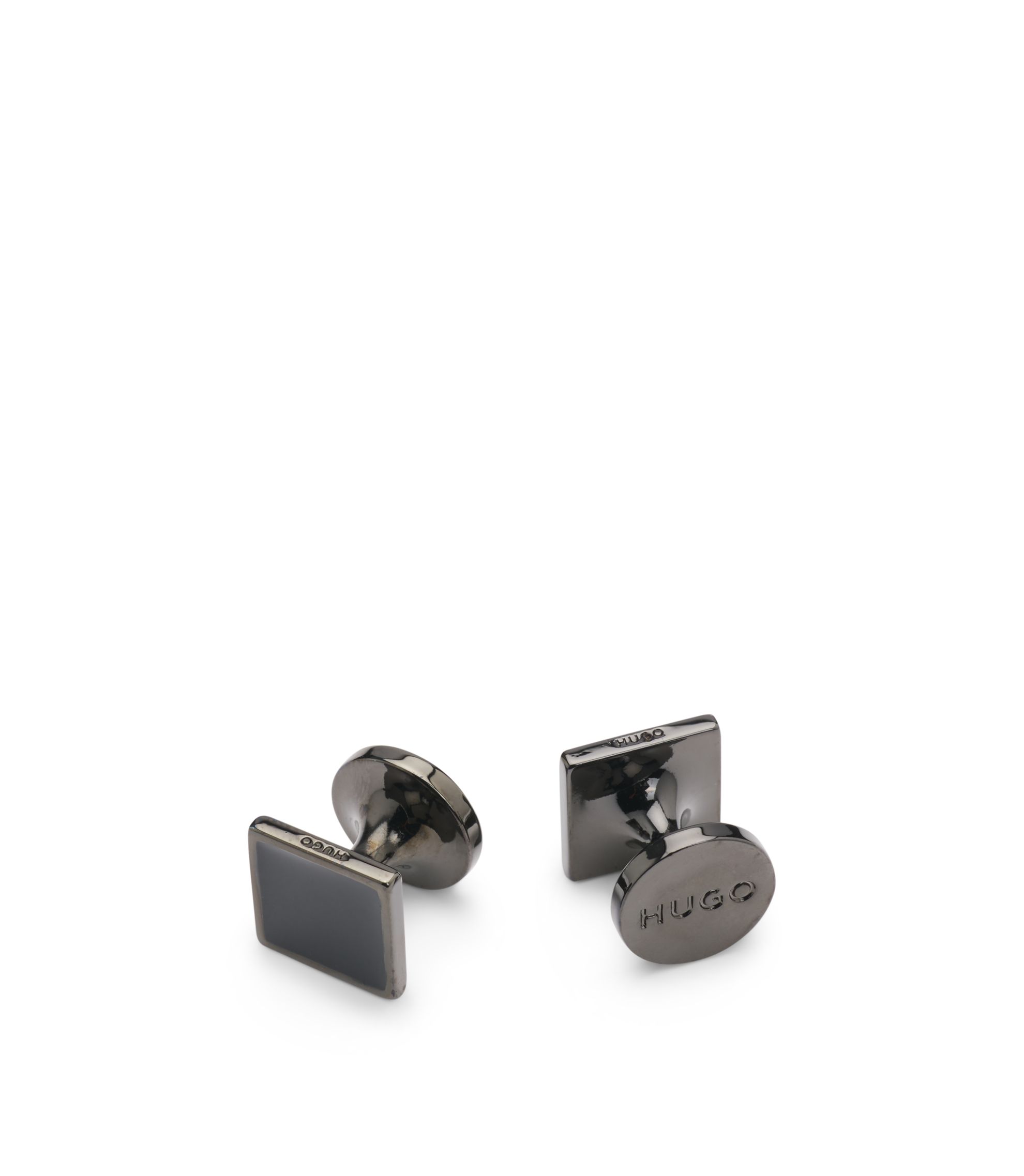 Viereckige Manschettenknöpfe mit Emaille-Einsatz und Logo