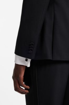 Boutons de manchette carr&eacute;s avec insert en &eacute;mail et logo, Noir