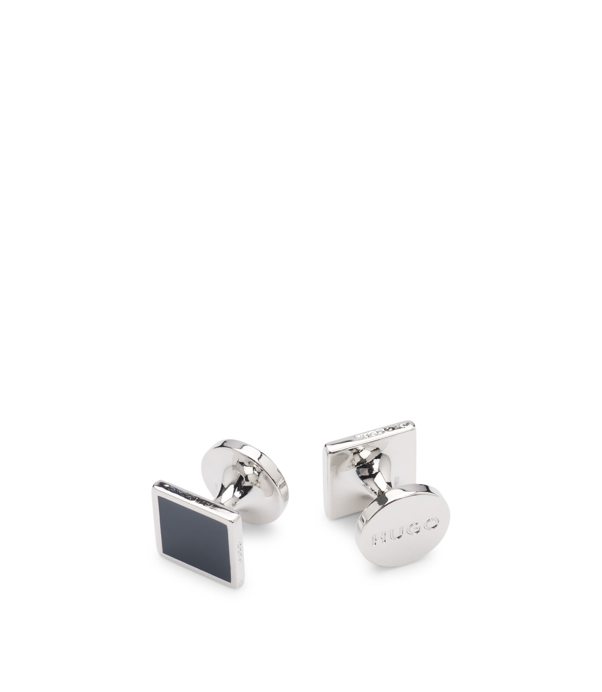 Boutons De Manchette Carrés - Motif Rouge Et Bleu, Métal Rhodié, Neufs Sans Emballage