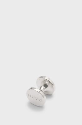 Ronde manchetknopen met kern van email en logo, Wit