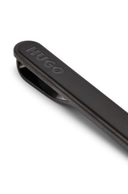 Ovale Krawattennadel mit Logo-Gravur, Schwarz