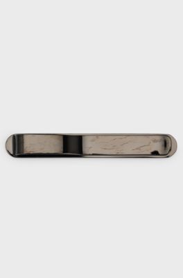 Oval-shaped tie clip with engraved logo, Black