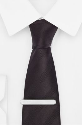 オーバルシェイプ ネクタイピン ロゴエングレーブ, シルバートーン