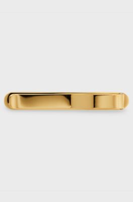 Oval-shaped tie clip with engraved logo, Gold tone
