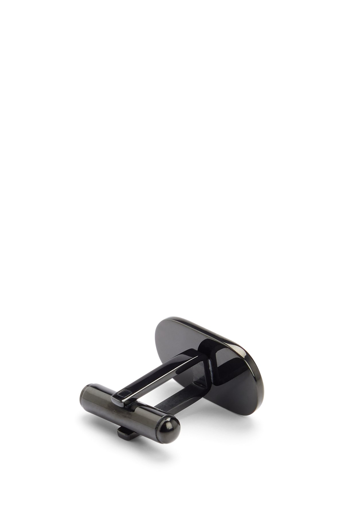 Oval-shaped cufflinks with engraved logos, Black