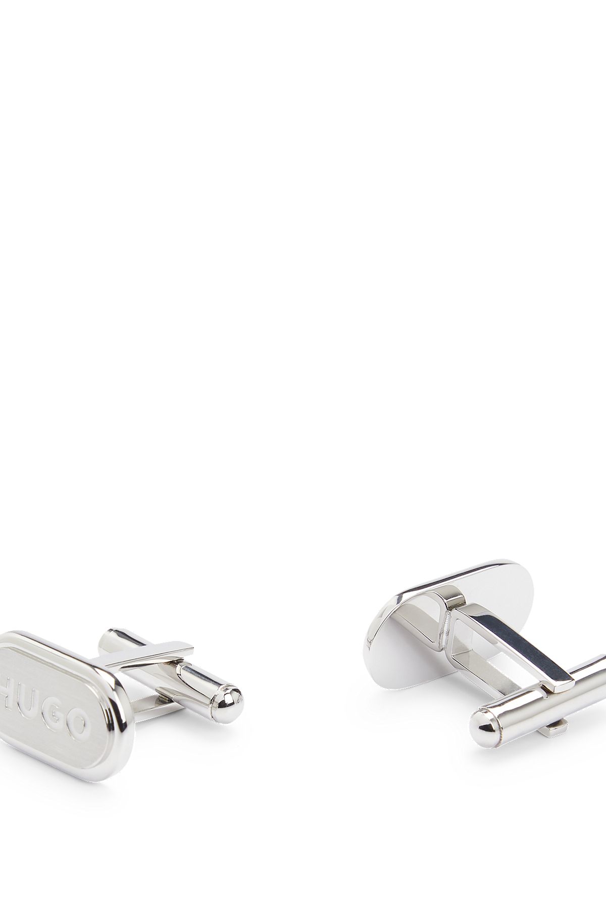 Oval-shaped cufflinks with engraved logos, Silver