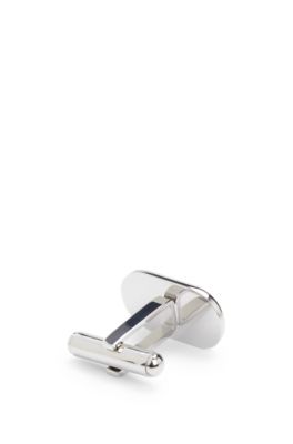 Oval-shaped cufflinks with engraved logos, Silver
