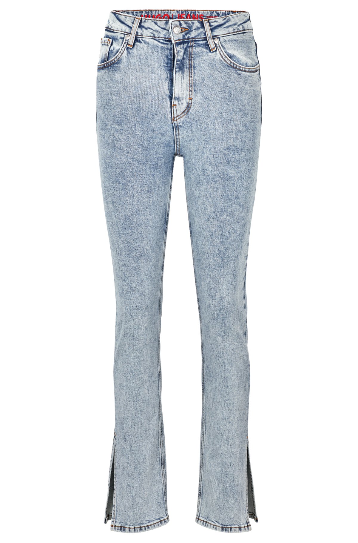 HUGO - Regular-fit high-waisted jeans in moonwashed denim