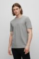 Slim-fit T-shirt in structured cotton with double collar, Grey