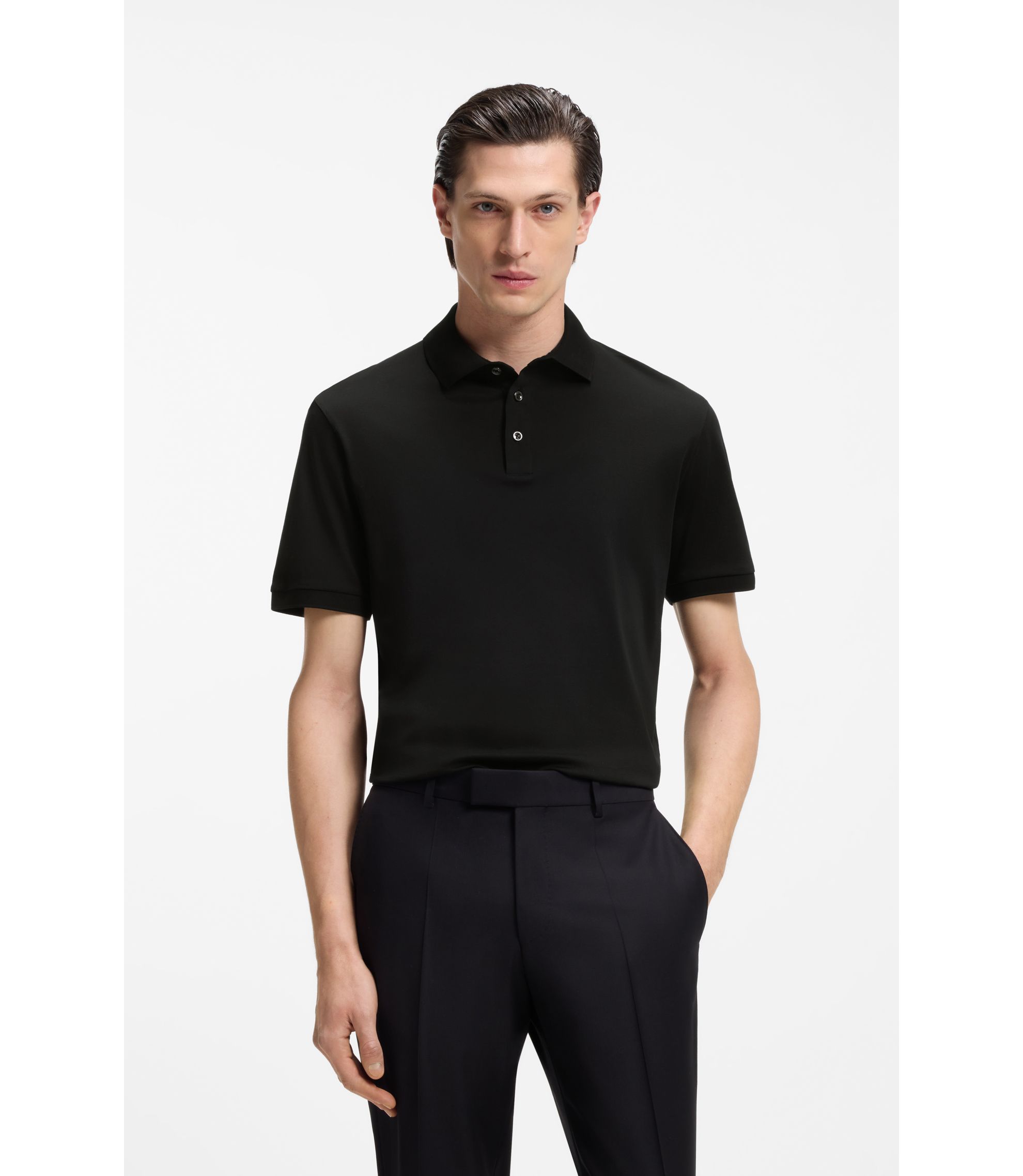 Regular-Fit Poloshirt aus merzerisierter italienischer Baumwolle