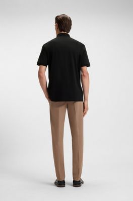 Regular-Fit Poloshirt aus merzerisierter italienischer Baumwolle, Schwarz