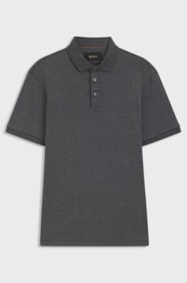 Regular-fit polo shirt in mercerised Italian cotton, Grey