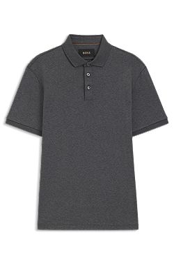Mercerised cotton polo shirt with stand-up collar