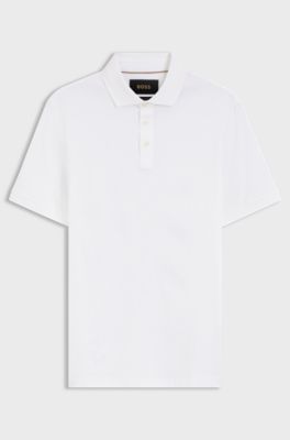 Polo Regular en coton italien merceris&eacute;, Blanc