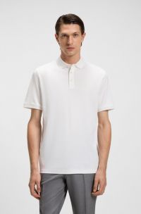 Regular-fit polo shirt in mercerised Italian cotton, White