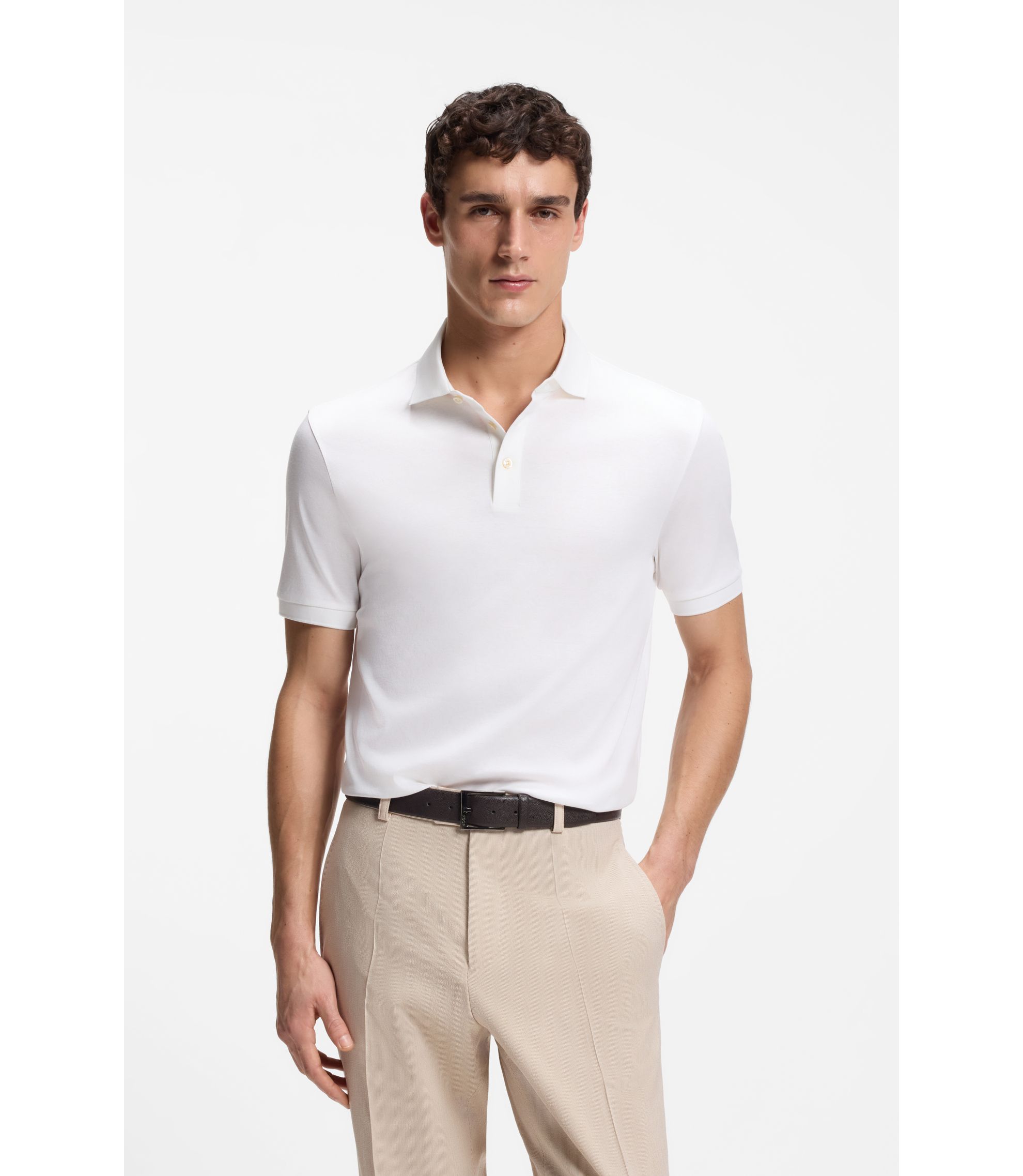 Regular-Fit Poloshirt aus merzerisierter italienischer Baumwolle