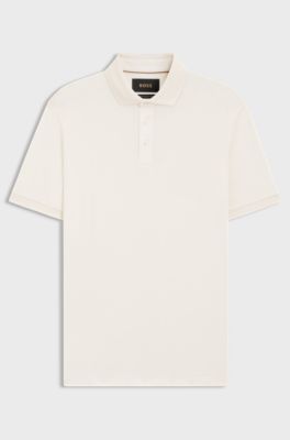 Polo Regular en coton italien merceris&eacute;, Naturel