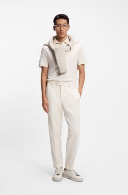 Polo Regular en coton italien merceris&eacute;, Naturel