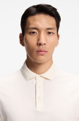 Regular-Fit Poloshirt aus merzerisierter italienischer Baumwolle, Natur