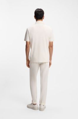 Poloshirt med regular fit i merceriseret italiensk bomuld, Naturlig
