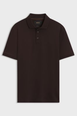 Polo shirt in mercerised cotton, Dark Brown