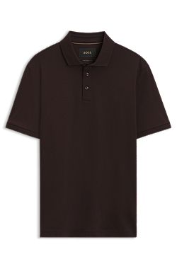 Mercerised cotton polo shirt with stand-up collar