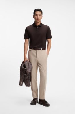 Polo shirt in mercerised cotton, Dark Brown