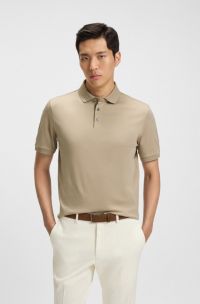 Regular-Fit Poloshirt aus merzerisierter italienischer Baumwolle, Beige