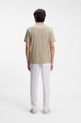Regular-fit polo shirt in mercerised Italian cotton, Beige